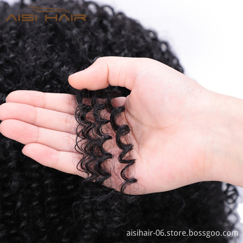 Aisi Hair Medium Long Afro Kinky Curly Wig Lace Frontal Natural Black Wig Synthetic Fluffy Lace Front Hair Wigs For Black Women